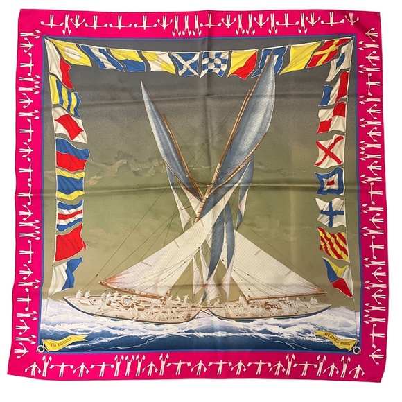 HERMES PINK MULTI EN COURSE PRINT SQUARE SILK TWILL SCARF - Picture 1 of 7